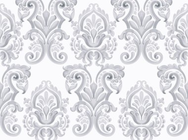 Rokoko doku deseni Vektör. Çiçek süsleme dekorasyonu. Viktorya dönemi oyulmuş retro tasarım. Vintage grunge kumaş dekorlar. Lüks kumaş