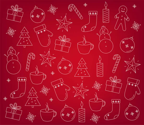 Conjunto de desenhos de decorações de Natal — Vetor de Stock
