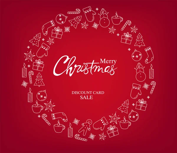 Cartão de desconto de Natal com decoração grinalda — Vetor de Stock