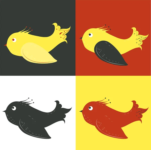 鸟类的组成。不同颜色组合的对比 — 图库矢量图片
