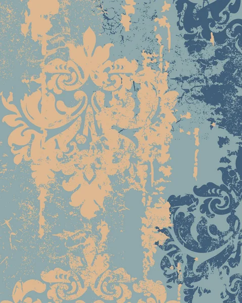 Koninklijke inrichting in grunge design. Luxe barokke textuur. Geel en blauwe kleur — Stockvector