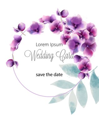 Yaz çiçekli düğün kartı ve mesaj atılacak bir yer. Suluboya