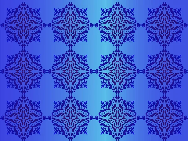 Vintage damask ornament pattern. Blue color gradient — Stock Vector