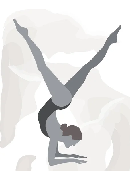 Γυναίκα που κάνει κινήσεις μπαλέτου. αποχρώσεις του γκρίζου χρώματος — Διανυσματικό Αρχείο