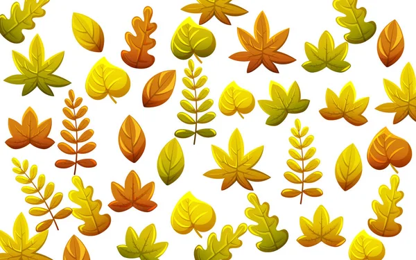 Modèle de feuilles. Thématiques d'automne. Palette de couleurs chaudes — Image vectorielle