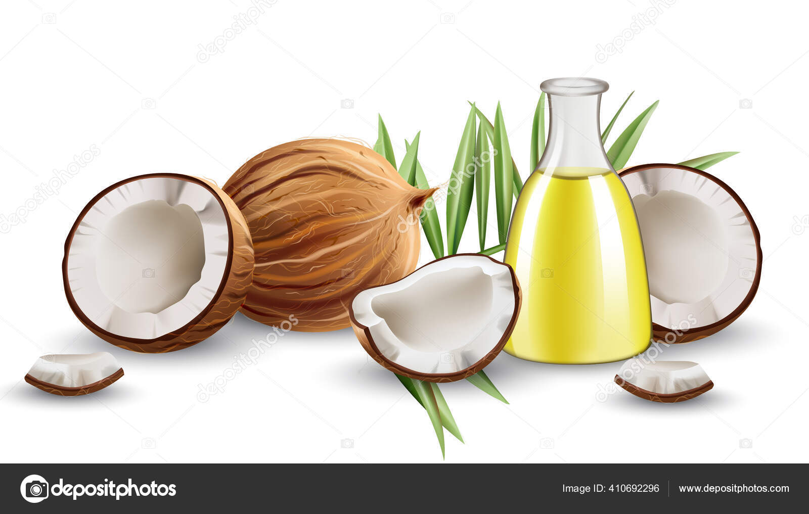 Download Coconut Oil Fresh Organic Product Whole And Cracked Coconuts On Podium Realistic 3d Mockup Product Placement Place For Text Vectors Vector Image By C Inagraur Ymail Com Vector Stock 410692296