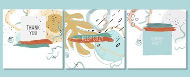 Soyut yaz kartları. Soyut vektör grafik arkaplan kümesi