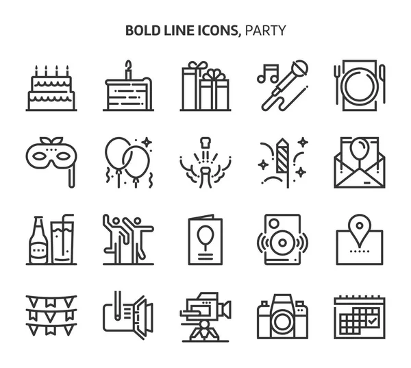 Party Event Bold Line Icons Illustrations Vector Editable Stroke 48X48 — Stock Vector