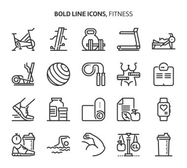 Fitness, kalın satır simgeler. Bir vektör, düzenlenebilir inme, 48 x 48 piksel mükemmel dosyaları vardır. Hassas ve kalite için göz ile hazırlanmış.