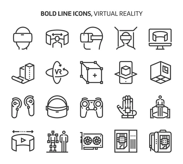 Realidad Virtual Iconos Línea Audaces Las Ilustraciones Son Vector Carrera — Vector de stock