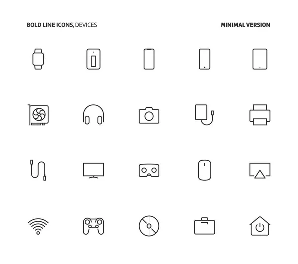 Devices Bold Line Icons Minimal Version Illustrations Vector Editable Stroke — Stock Vector