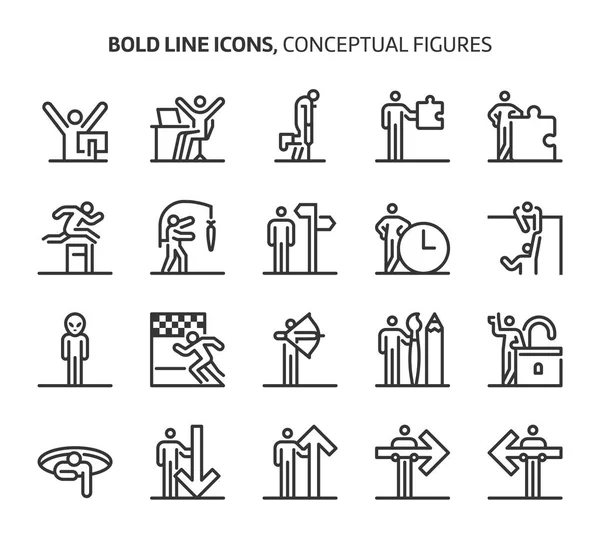 Conceptuele Cijfers Vette Lijn Pictogrammen Illustraties Zijn Een Vector Bewerkbare — Stockvector