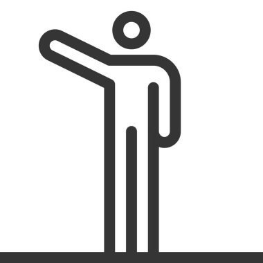 Dalga el, kalın satır sopa rakam simgesi. Resimde vektör, düzenlenebilir kontur, 48 x 48 piksel mükemmel var. Hassas ve kalite için göz ile hazırlanmış.