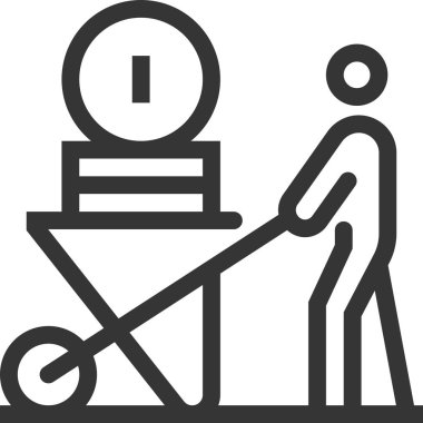  Para el arabası, kalın satır sopa rakam simgesi. Resimde vektör, düzenlenebilir kontur, 48 x 48 piksel mükemmel var. Hassas ve kalite için göz ile hazırlanmış.