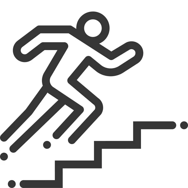 Climb Stairs Bold Line Stick Figure Icon Illustration Vector Editable — Stock Vector