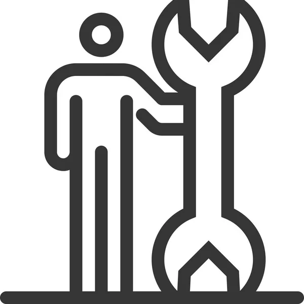 Klusjesman Vette Lijn Stok Figuur Pictogram Illustratie Vector Bewerkbare Beroerte — Stockvector