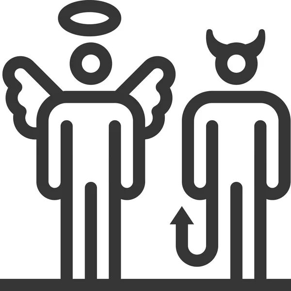 Дьявол Ангел Смелые Линии Палка Икона Фигуры Иллюстрация Векторная Съедобная — стоковый вектор