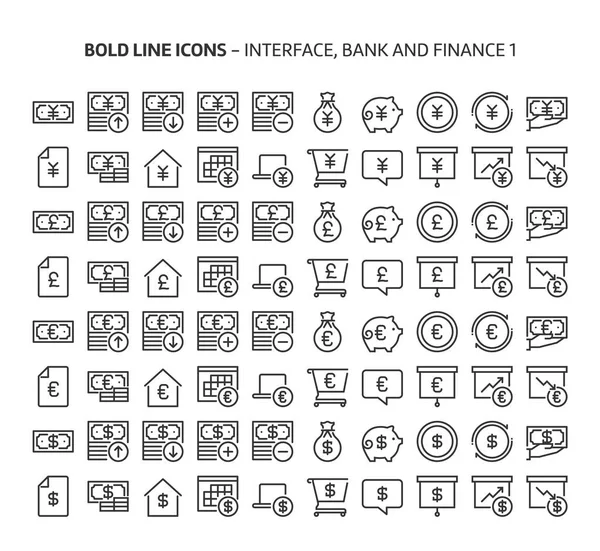 Banco Finanzas Iconos Línea Audaces Las Ilustraciones Son Vector Carrera — Archivo Imágenes Vectoriales