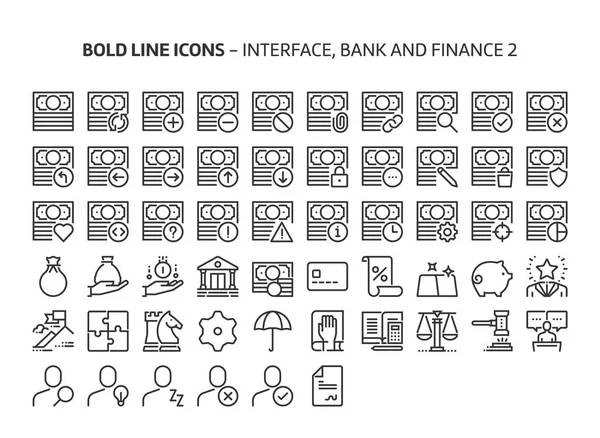 Bank Pénzügyek Merész Vonal Ikonok Illusztrációk Vektor Szerkeszthető Stroke Képpont — Stock Vector
