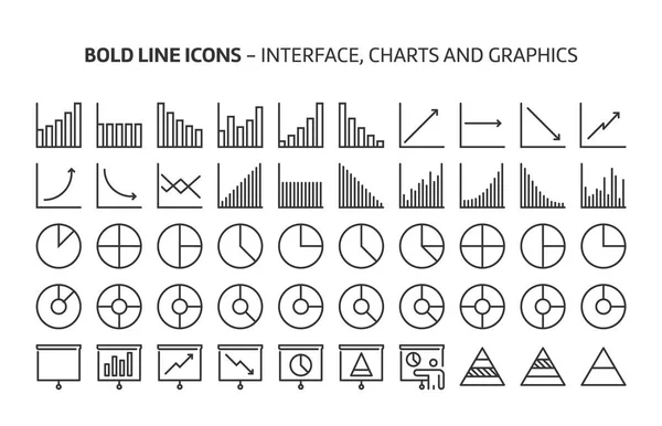 Grafer Fed Linje Ikoner Illustrationerne Vektor Redigerbare Slagtilfælde 48X48 Pixel – Stock-vektor