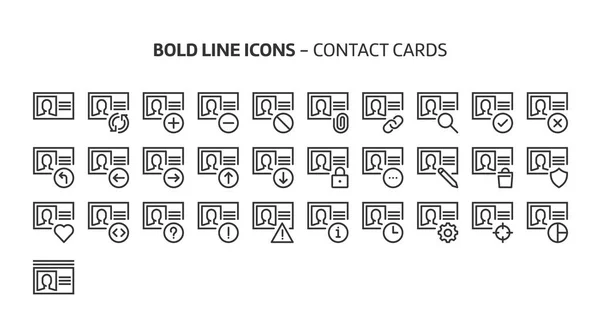 連絡先カード 太字の行のアイコン イラストは ベクトル 編集可能なストローク ピクセル完璧なファイルです 精度と品質のための目細工 — ストックベクタ
