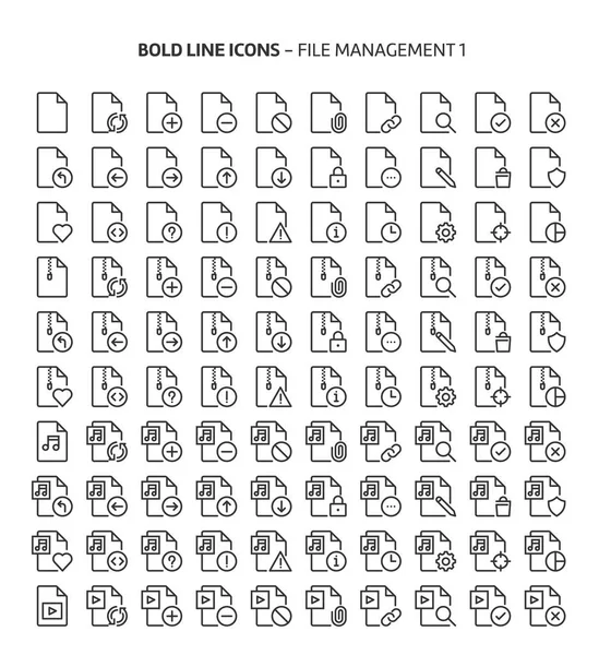 Bestandsbeheer Vette Lijn Pictogrammen Illustraties Zijn Een Vector Bewerkbare Beroerte — Stockvector