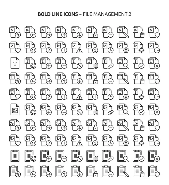 Bestandsbeheer Vette Lijn Pictogrammen Illustraties Zijn Een Vector Bewerkbare Beroerte — Stockvector