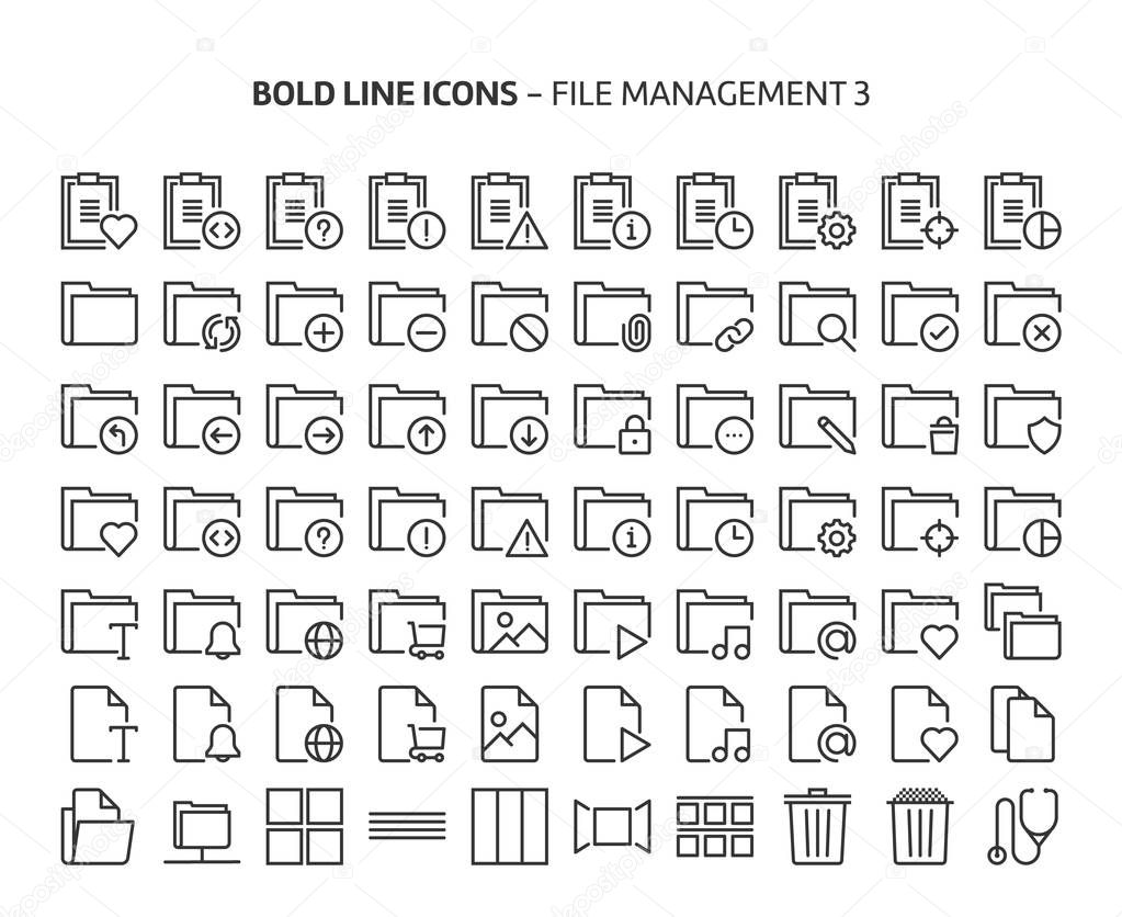 File management 3, bold line icons. The illustrations are a vector, editable stroke, 48x48 pixel perfect files. Crafted with precision and eye for quality.