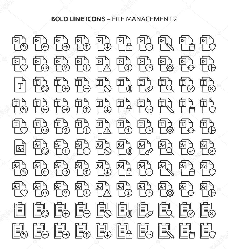 File management 2, bold line icons. The illustrations are a vector, editable stroke, 48x48 pixel perfect files. Crafted with precision and eye for quality.
