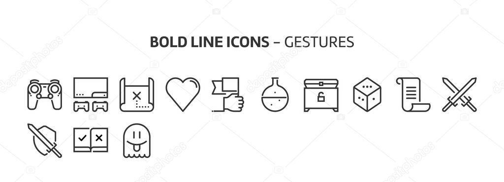 Game, bold line icons