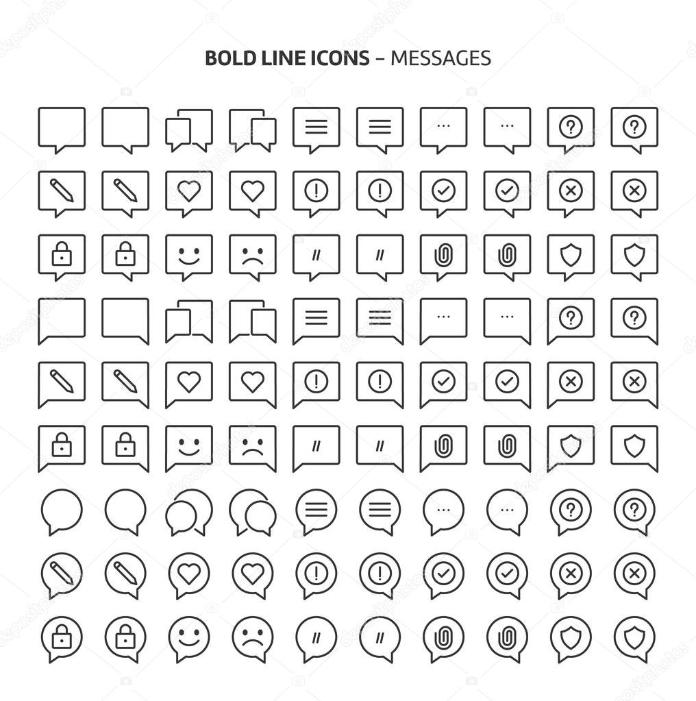 Messages, bold line icons. The illustrations are a vector, editable stroke, 48x48 pixel perfect files. Crafted with precision and eye for quality.