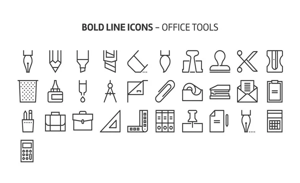 Office Tools Bold Line Icons Illustrations Vector Editable Stroke 48X48 — Stock Vector