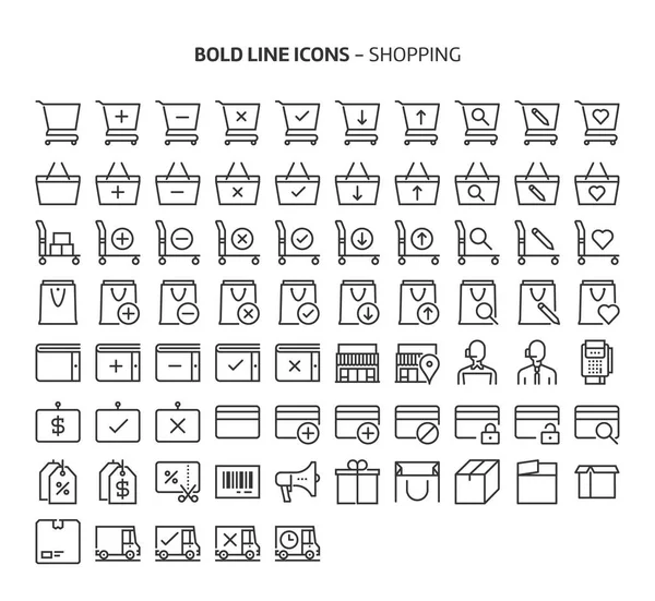Shopping Fette Linien Symbole Die Illustrationen Sind Ein Vektor Editierbarer — Stockvektor