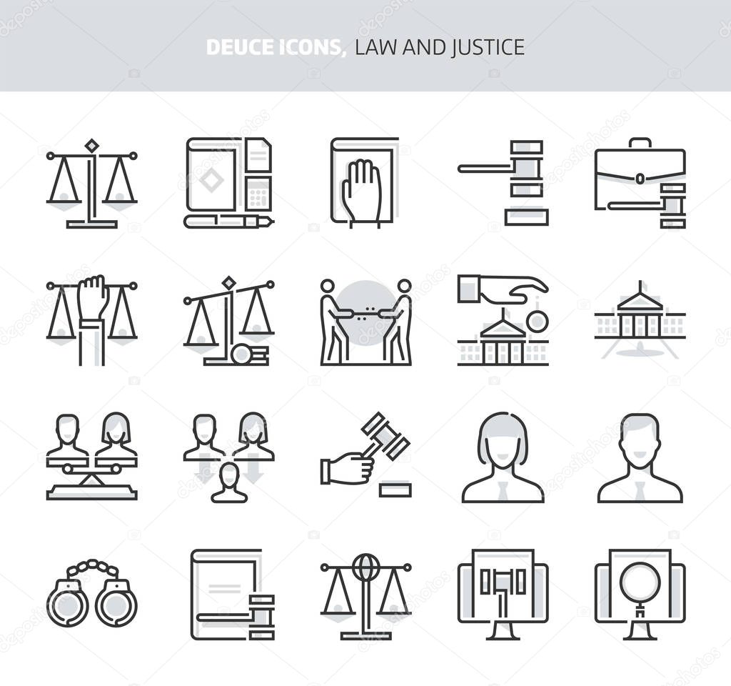 Law and Justice, deuce icons. The illustrations are a vector, two colors, 64x64 pixel perfect files. Crafted with precision and eye for quality.