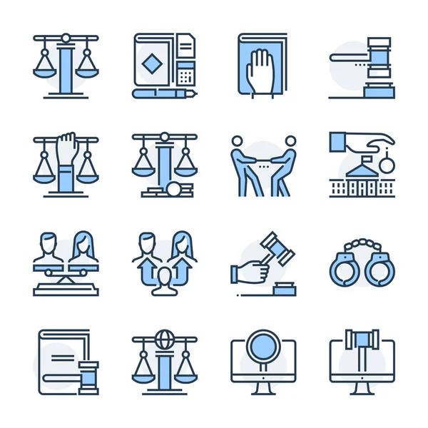Law Theme Icon Set Set Vector Colored Created 64X64 Grids — Stock Vector