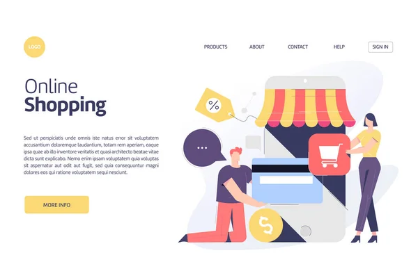 Business Correlati Tema Dello Shopping Online Concetto Illustrazione Vettoriale Sia — Vettoriale Stock