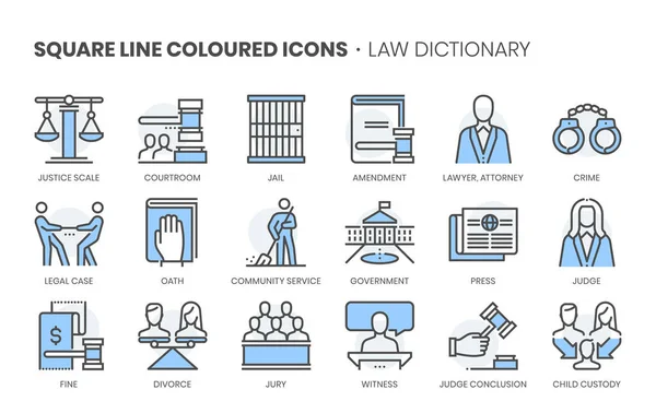Νομική Λεξικό Που Σχετίζονται Τετράγωνο Χρώμα Γραμμή Διάνυσμα Εικονίδιο Για — Διανυσματικό Αρχείο