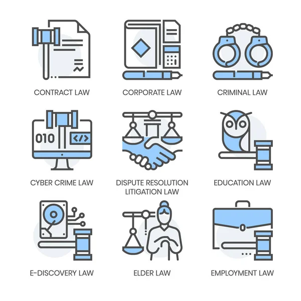 Campos Relacionados Con Ley Línea Cuadrada Icono Vector Color Conjunto — Archivo Imágenes Vectoriales