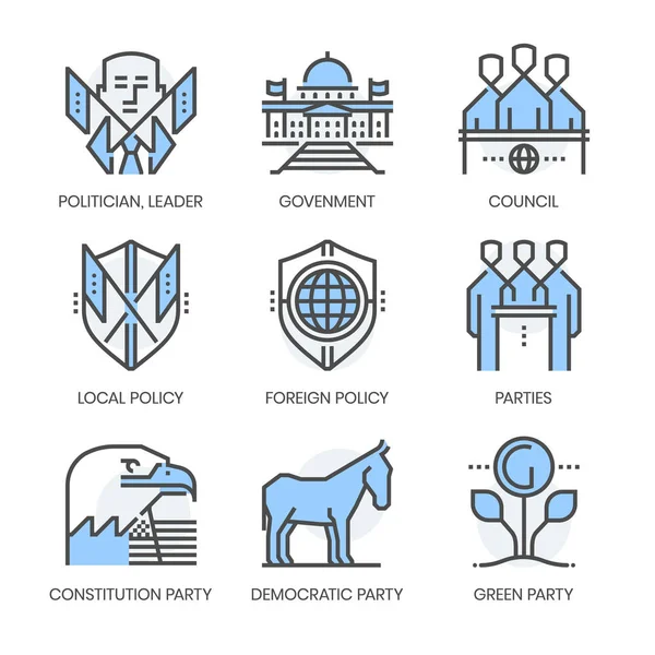 Πολιτική Και Κόμματα Που Σχετίζονται Τετράγωνη Γραμμή Χρώμα Διάνυσμα Εικονίδιο — Διανυσματικό Αρχείο