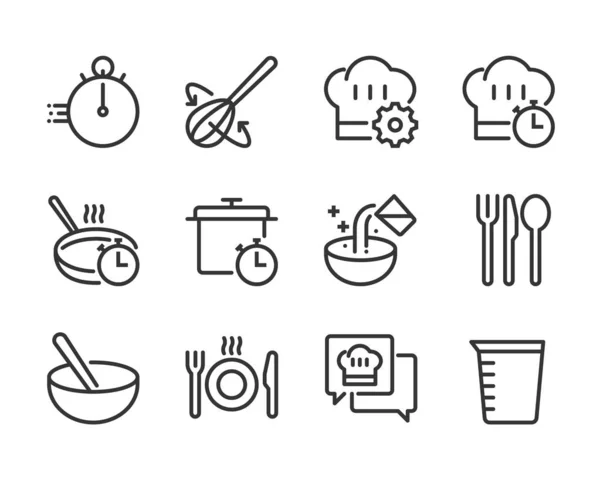 烹饪粗体线条图标集 这一套是关于餐馆 面包店 可编辑的中风 — 图库矢量图片