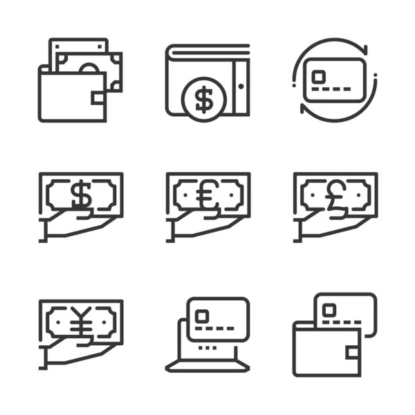 Dinero Iconos Línea Audaces Las Ilustraciones Son Vector Carrera Editable — Vector de stock