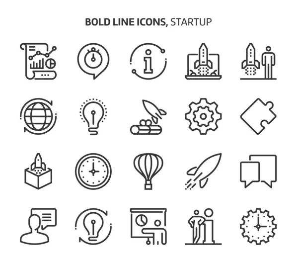 Start Bold Line Icons Illustrations Vector Editable Stroke 48X48 Pixel — Stock Vector