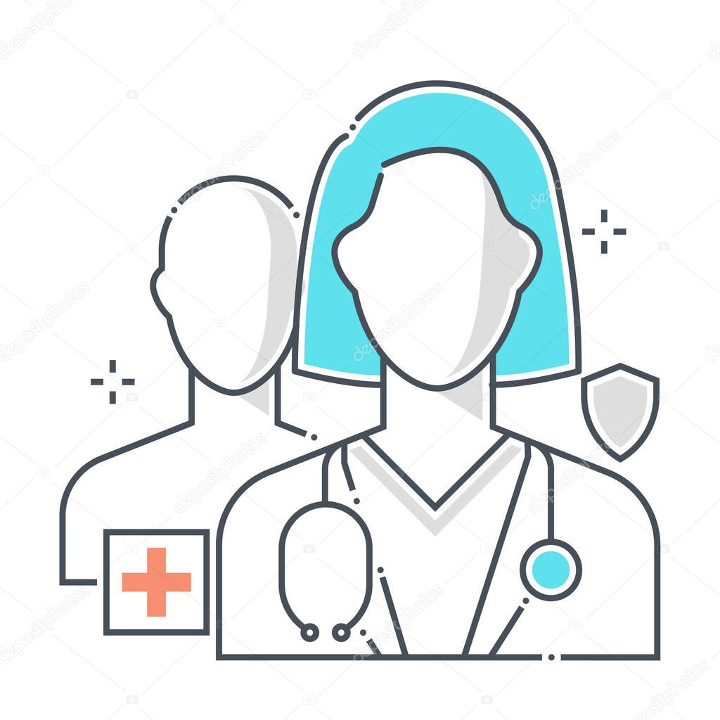 Health protection related color line vector icon, illustration. The icon is about assurance, doctor, life, hospital, costs. The composition is infinitely scalable.