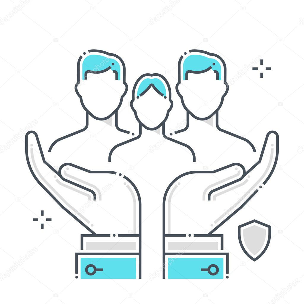Family protection related color line vector icon, illustration. The icon is about assurance, child, health, life, custody,  health. The composition is infinitely scalable.