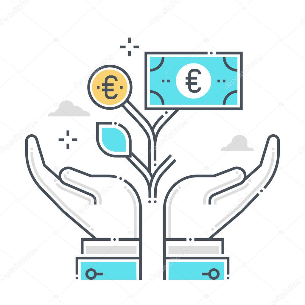 Growth related color line vector icon, illustration. The icon is about plant, start up, planning, budget, company, finance. The composition is infinitely scalable.