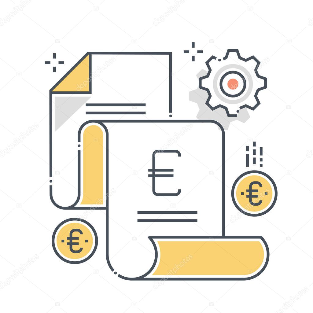 Invoice related color line vector icon, illustration. The icon is about bill, accounting, document, report, calculator, receipt. The composition is infinitely scalable.