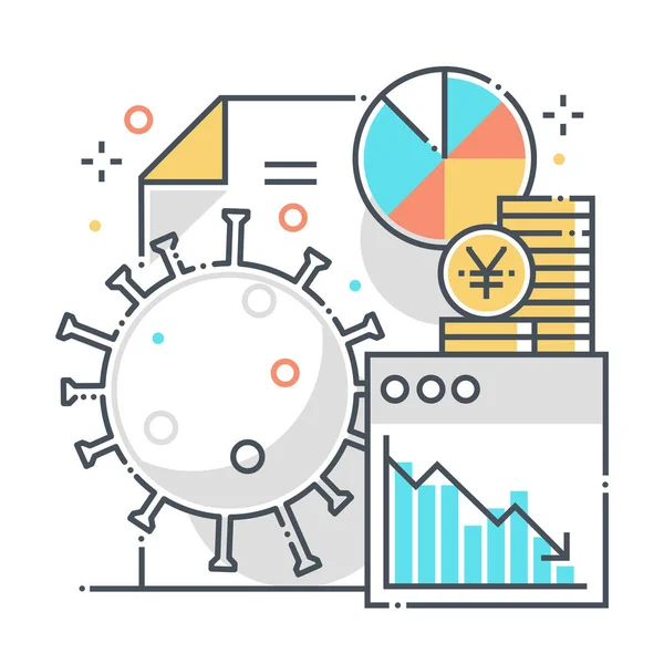 Economia Relacionado Ícone Vetor Linha Cores Ilustração Ícone Sobre Estatísticas —  Vetores de Stock