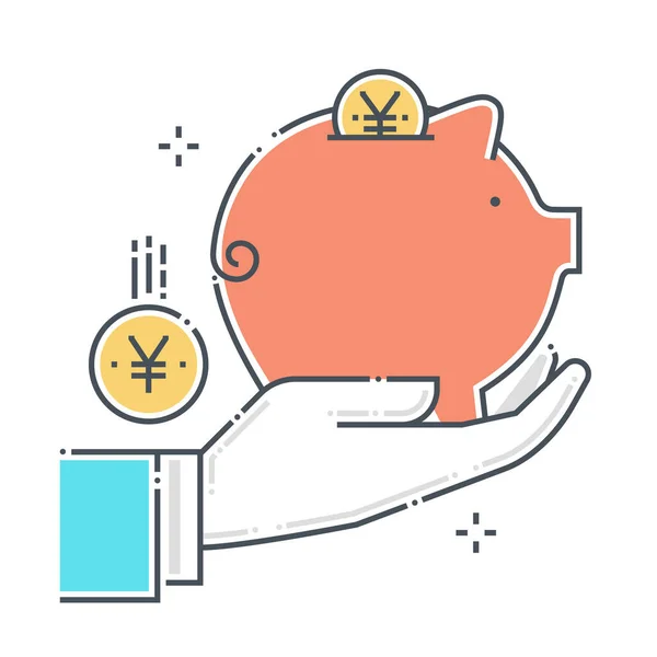 Piggy Bank Relacionados Con Línea Color Icono Vector Ilustración Icono — Archivo Imágenes Vectoriales