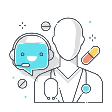 Sohbet robotu, renk çizgisi, vektör simgesi, illüstrasyon seti. Set makine öğrenimi, yapay zeka, ticaret ve robotlarla ilgili. Bileşimi sınırsız ölçekte..