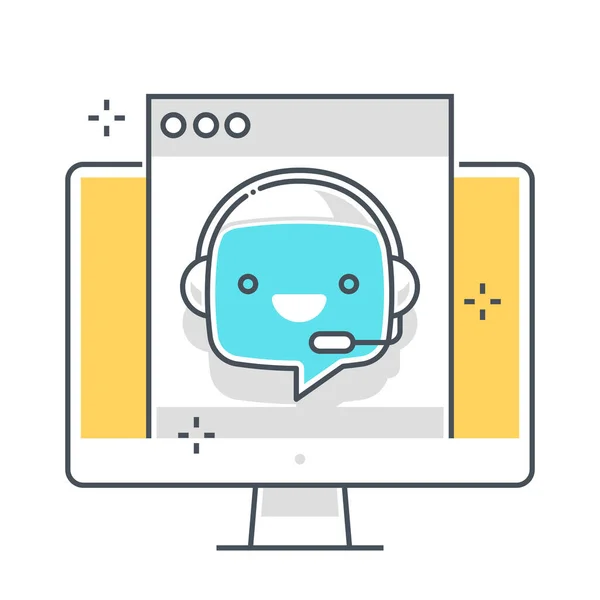 Chat Bot Related Color Line Vector Icon Illustration Set Декорации — стоковый вектор